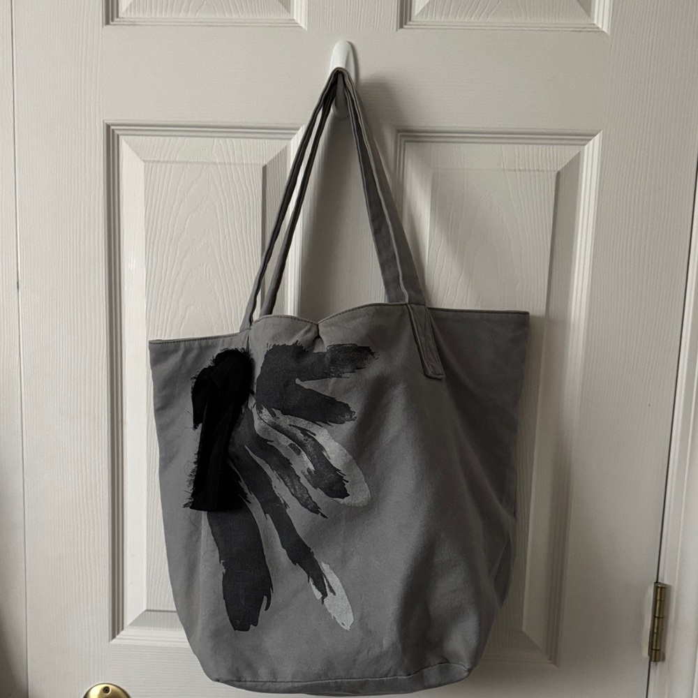 RARE Vintage Juicy Couture Gray  Canvas Tote Bag with Graphic and Bow